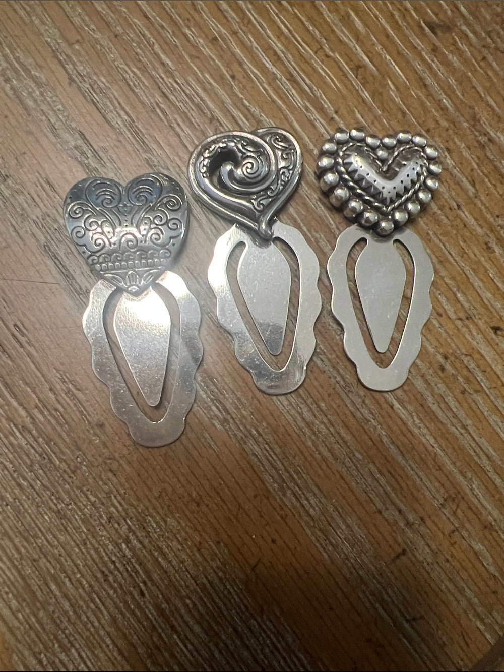 Brighton Silver Heart bookmarks Trio with Decorative Tops